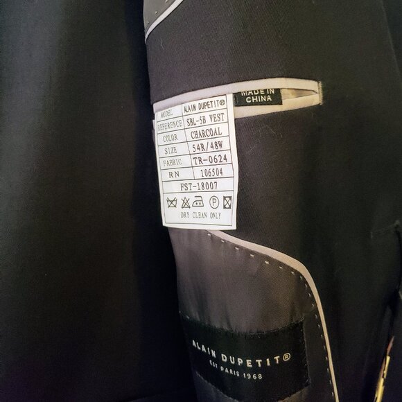 Alain Dupetit- 3pc Suit- Navy Blue -54 Reg - Picture 5 of 9